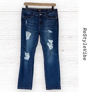 JUDY BLUE Women’s Size 11/30 Denim Jeans Capri Fit Style Stretch Distressed